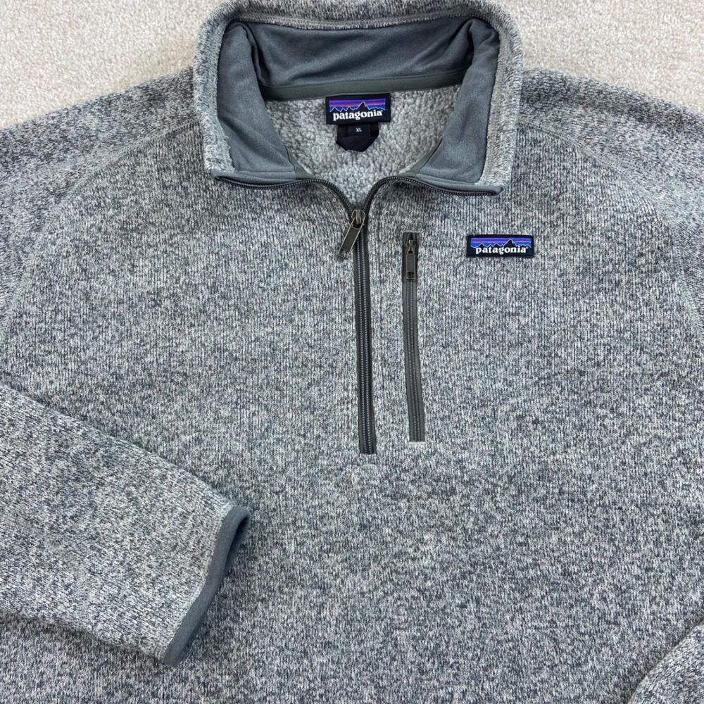 Patagonia Better Sweater Pullover Mens XL Gray 1/4 Zip Fleece RAD Logo